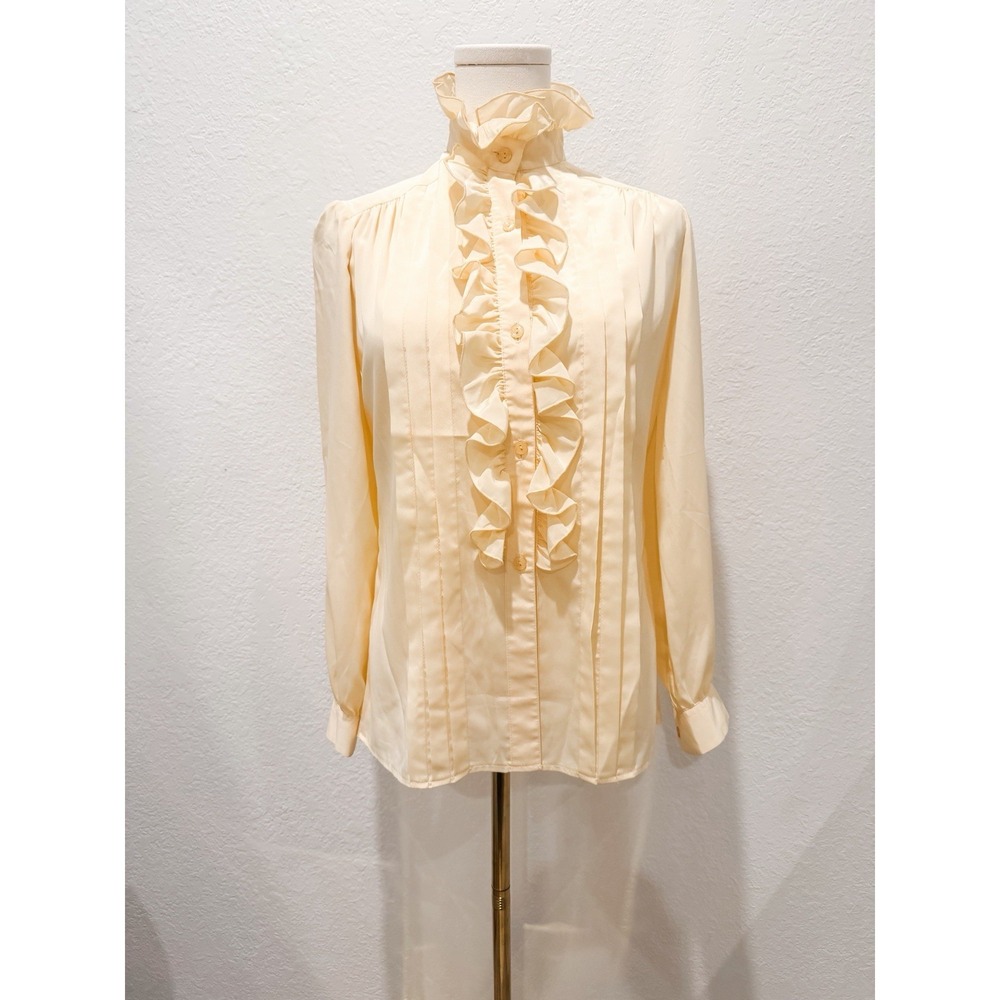 VTG‎ Adolph Schuman Lilli Ann High Neck Ruffle Top Victorian Prairie Cottagecore